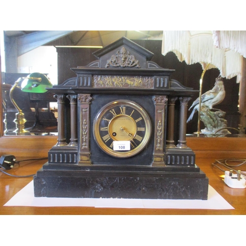 108 - Elkington & Co Slate Case Mantel Clock