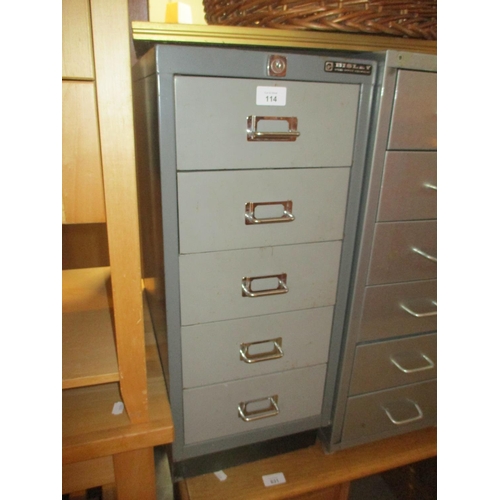 114 - Bisley 5 Drawer Index Chest