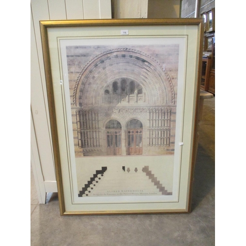 116 - Framed Print, Alfred Waterhouse Design for The Entrance To The National History Museum