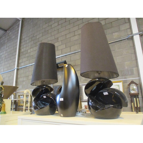 117 - Pair of Stylised Lamps and a Drimmer Sculpture