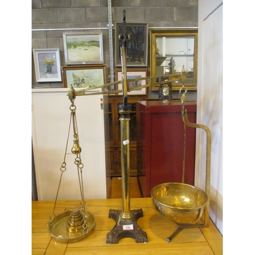 120 - Victorian Brass and Steel Shop Scales with Weights