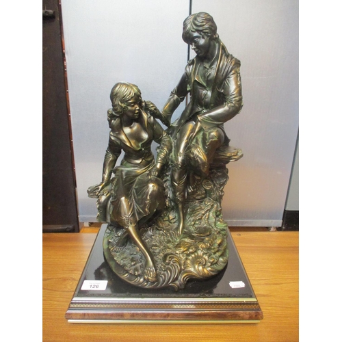 126 - Bronze Effect Figure Group, 47cm