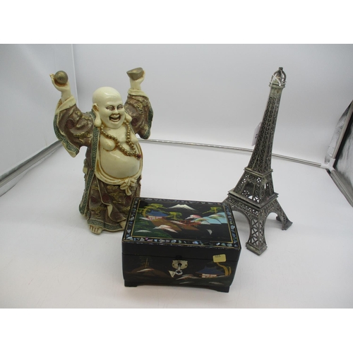 13 - Lacquer Jewel Box, Buddha Figure and Eiffel Tower
