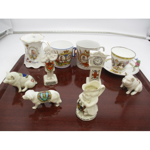 165 - Paragon 1935 Jubilee Cup and Saucer, 3 Royalty Commemorative Mugs and Crested China