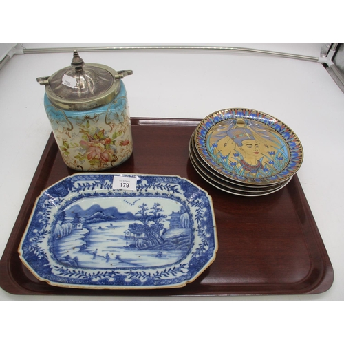 179 - Antique Chinese Export Porcelain Plate, Victorian Biscuit Barrel and 4 Royal Worcester Legends of Th... 