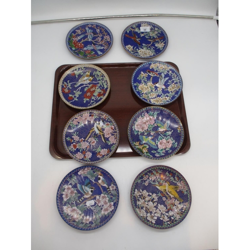 69 - Set of 8 Chinese Cloisonné Enamel Dishes