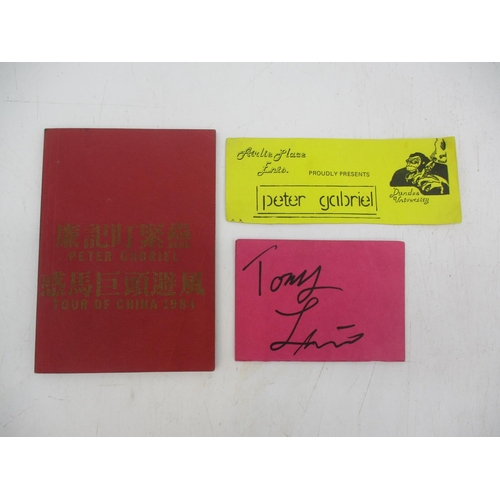 249 - Peter Gabriel Signed Program 1980, Ticket and Tony Levin Signed Ticket