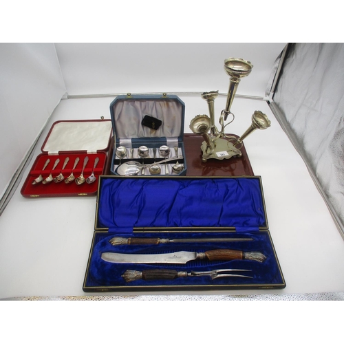 283 - Silver Plated Epergne, Cased Carvers and Cases of Cutlery