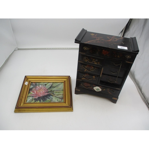 311 - Japanese Lacquer Table Cabinet and a Small Painting