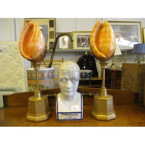 334 - Modern Phrenology Head and a Pair of Ornaments