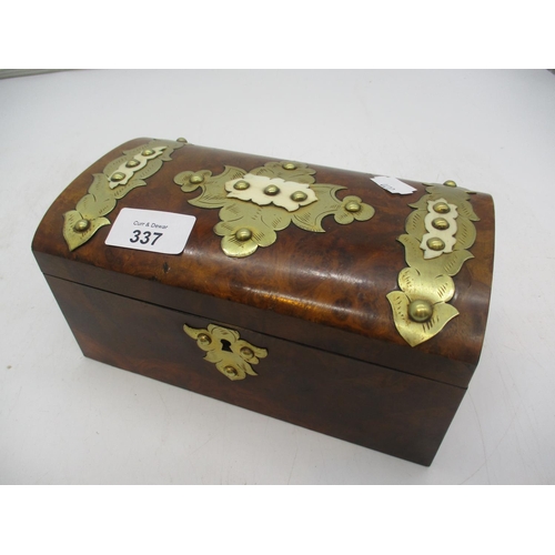 337 - Victorian Walnut and Brass Tea Caddy