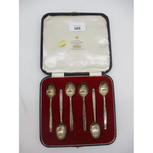 369 - Cased Set of 6 Silver Coffee Spoons