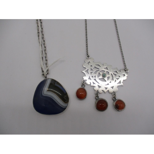 445 - Agate Set Pendant with Chain and an Agate Set Necklase
