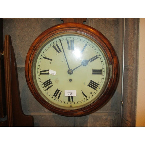 495 - Victorian Circular Wall Clock with Fusee Movement