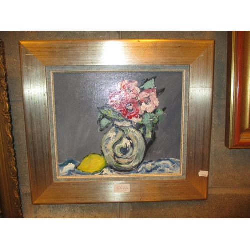 502A - Winifred Flynn, Oil Painting, Vase of Flowers, 24x29cm