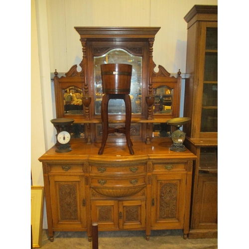 519 - Victorian Carved Oak Mirror Back Sideboard, 153cm