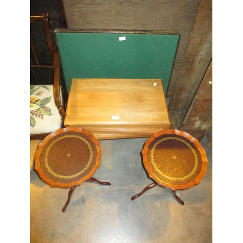 533 - Teak Nest of 3 Tables, 2 Wine Tables and Bridge Table