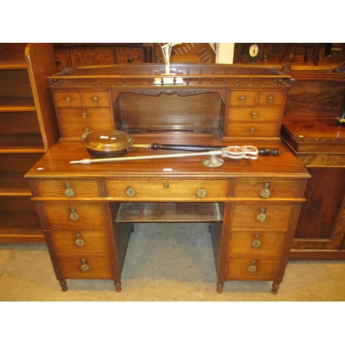 543 - Late Victorian Walnut Double Pedestal Desk, 129cm