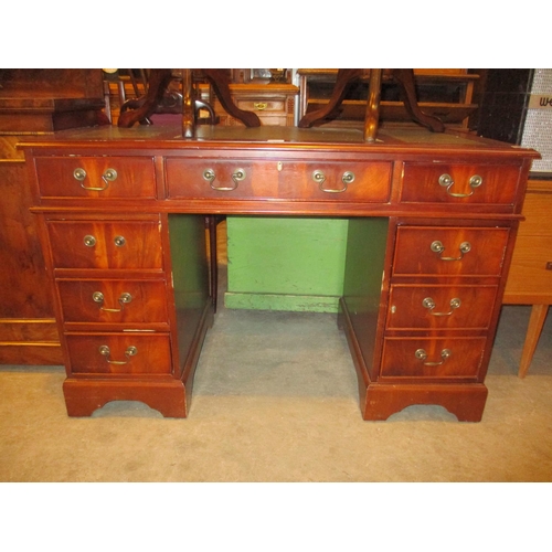 546 - Reproduction Mahogany Double Pedestal Desk, 131cm