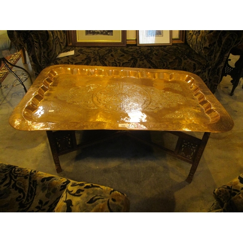 569 - Eastern Copper Tray Top Coffee Table, 98x65cm