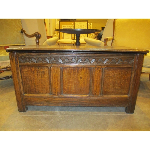 581 - 18th Century Oak 3 Panel Coffer, 104x48cm