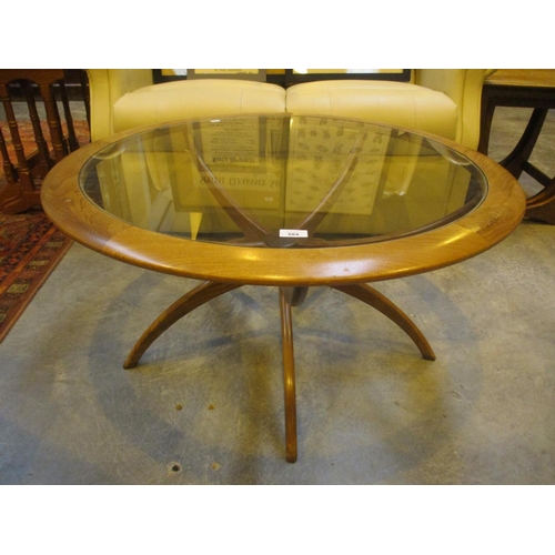 Mid 20th Century G Plan Teak and Glass Spider Leg Coffee Table, 90cm