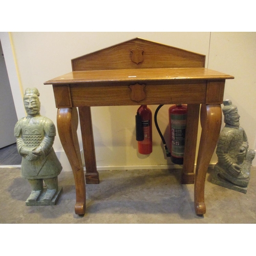 591 - Victorian Oak Cabriole Leg Console Hall Table, 92cm