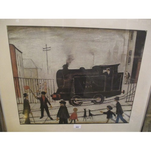 493 - Laurence Stephen Lowry, Print, The Level Crossing, 1973 Salford Museum and Art Gallery, Published by... 