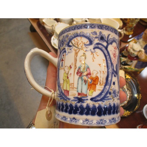52 - 18th Century Chinese Export Porcelain Mug, Victorian Ceramics, Small Frame and Lacquer Tray