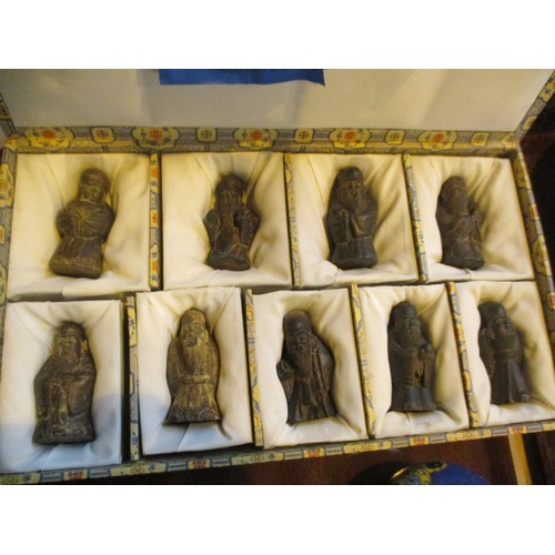 83 - Box of Chinese Deity Figures, Cloisonné Enamel etc