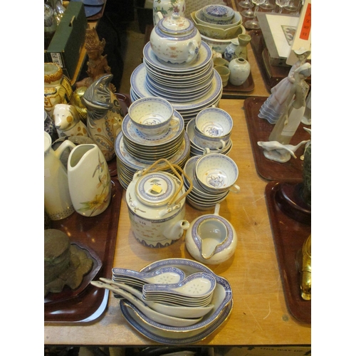 110 - Chinese Rice Grain Porcelain Dinner Service, 74 pieces