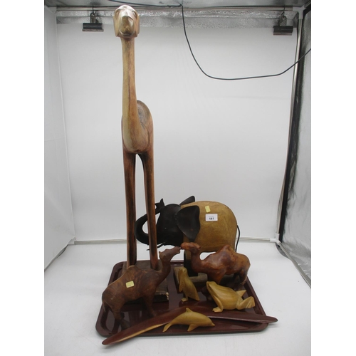 141 - Carved Wood Animals and Boomerang