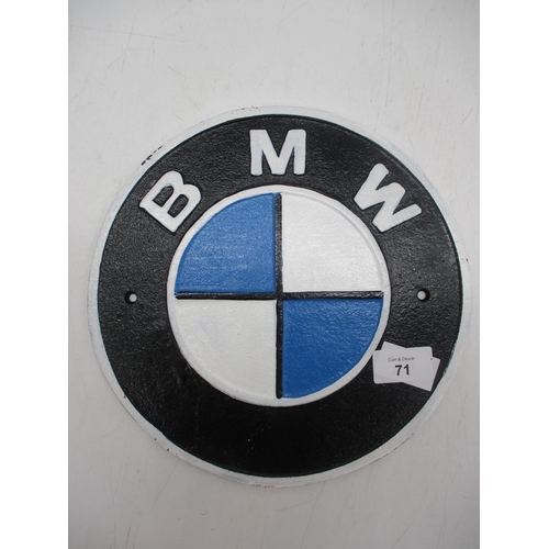 71 - Cast Iron BMW Wall Plaque