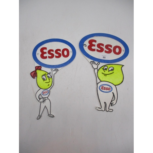 80 - Pair of Esso Boy and Girl Plaques