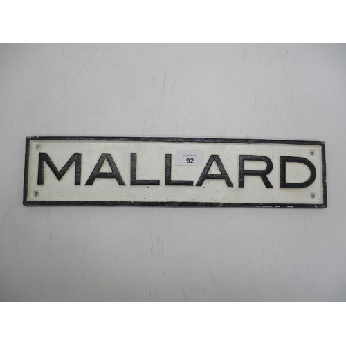 92 - Mallard Plaque