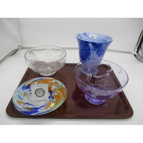 163 - Caithness Glass Bowl, Bowl, Vase, Dish and Clock