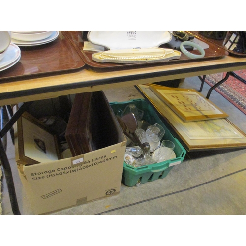 168 - Two Boxes of Cutlery, China, Crystal and Pictures