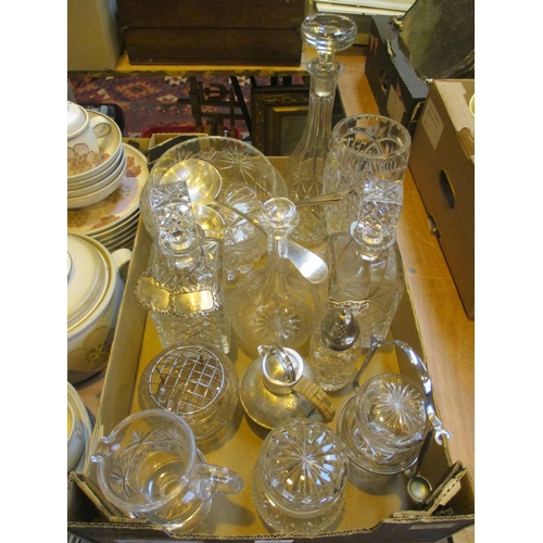 194 - Pair of Crystal Whisky Decanters, Other Crystal, Silver Plated Items etc