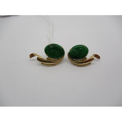 436 - Pair of Yellow Metal and Jade Earrings, 5.1g