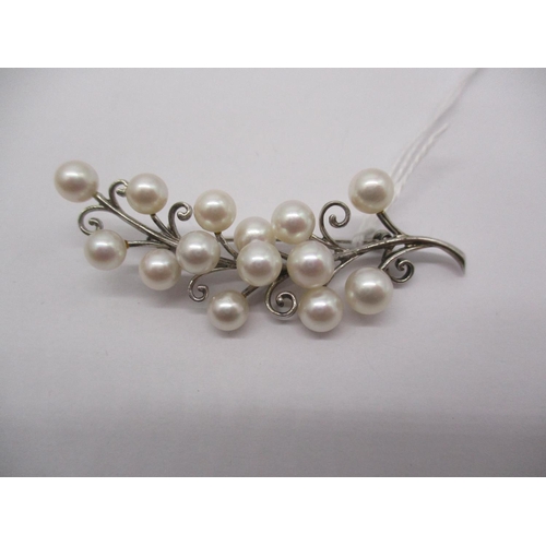 White Metal and Pearl Brooch, Stamped MS, 9.1g