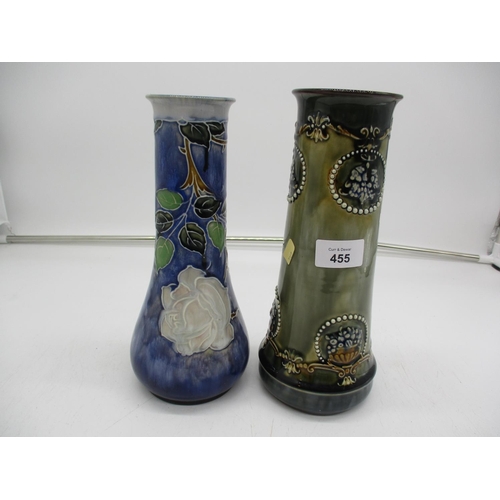 455 - Two Royal Doulton Stoneware Vases, 25 and 26cm