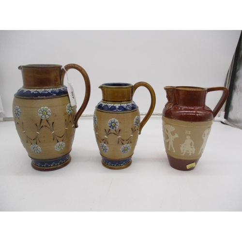 456 - Two Doulton Lambeth Graduated Jugs and Another with Egyptian Design