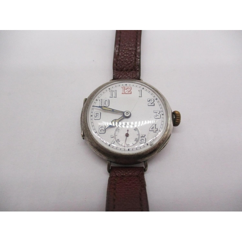 469 - Silver Wristwatch with White Enamel Dial, H.M. 1916