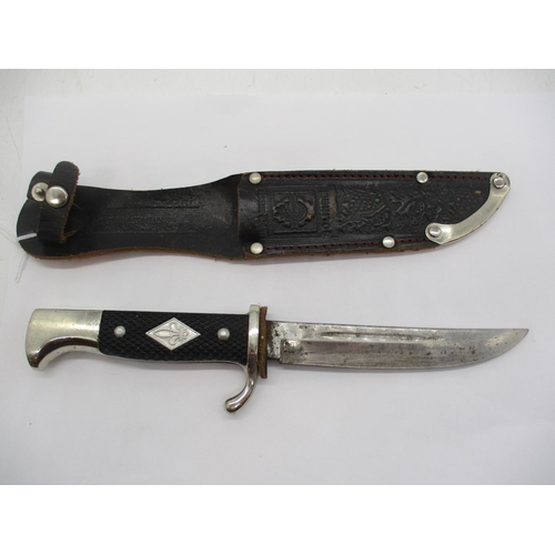 474 - Linder Messer Rehwappen Solingen Scout Bowie Knife with Sheath