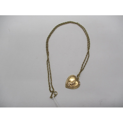 505 - 9ct Gold Heart Pendant with Chain, 5.2g