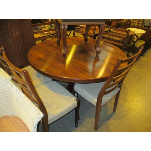 Swedish Mid 20th Century Rosewood Extending Dining Table with 2 Leaves and 6 Chairs