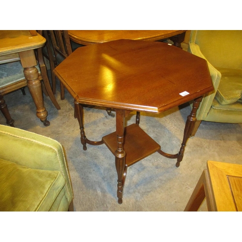 624b - Late Victorian Oak Octagonal Occasional Table