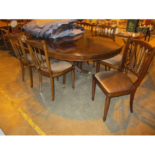 636 - Reproduction Mahogany Extending Dining Table with Leaf and 8 Chairs