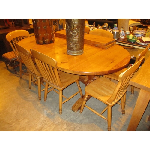 640 - Pine Extending Dining Table with 2 Leaves and 8 Chairs