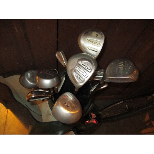 215 - Golf Bag with MacGregor, Progen, Titleist and Other Clubs